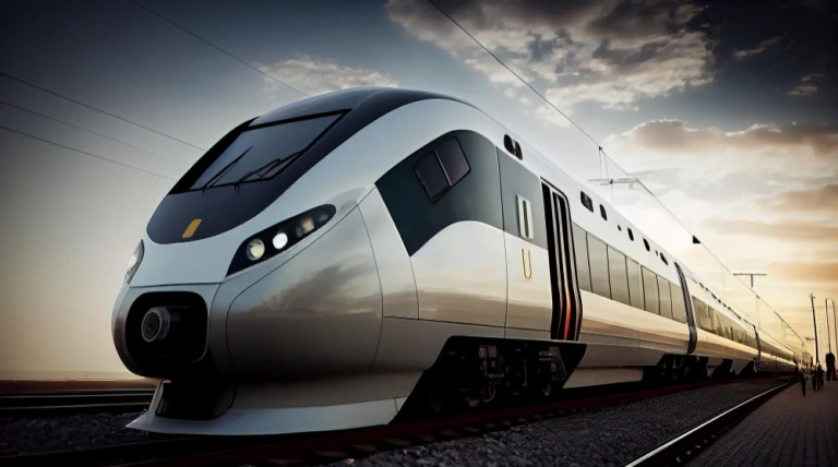 transportation-mode-speeds-railroad-tracks-sunset-generative-ai.webp